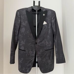 1 of 1 Stitch Limited Edition Black Label Charcoal Floral Tuxedo Blazer